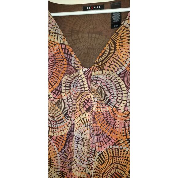 Vintage Axcess Y2K Babydoll Top MEDIUM Boho Groovy Hippie Browns Multi New NWT M - Picture 5 of 16